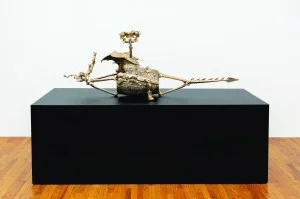 Emmanuel Louisnord Desir, B.E.T. Syndrome, 2025, bronze, 291⁄2 × 26 × 80". Photo: Joerg Lohse. From “Fade”